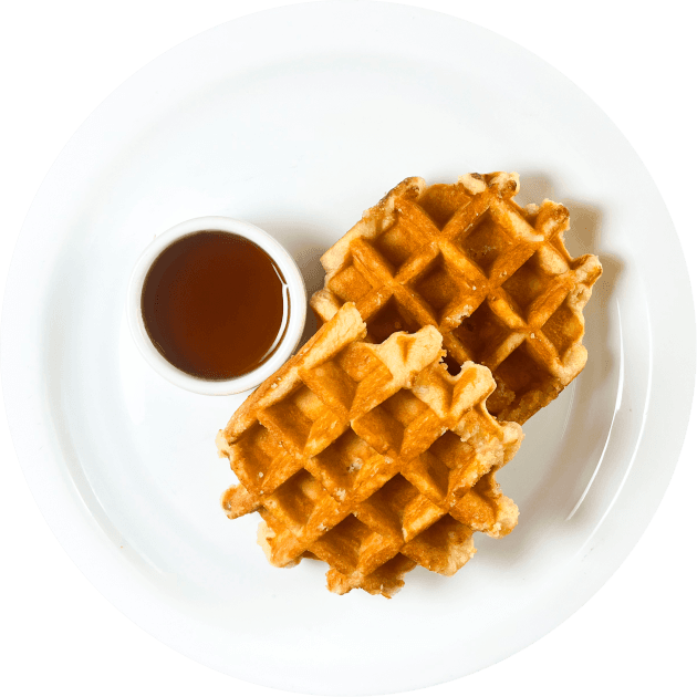 Wafles belgas (2) con miel de maple