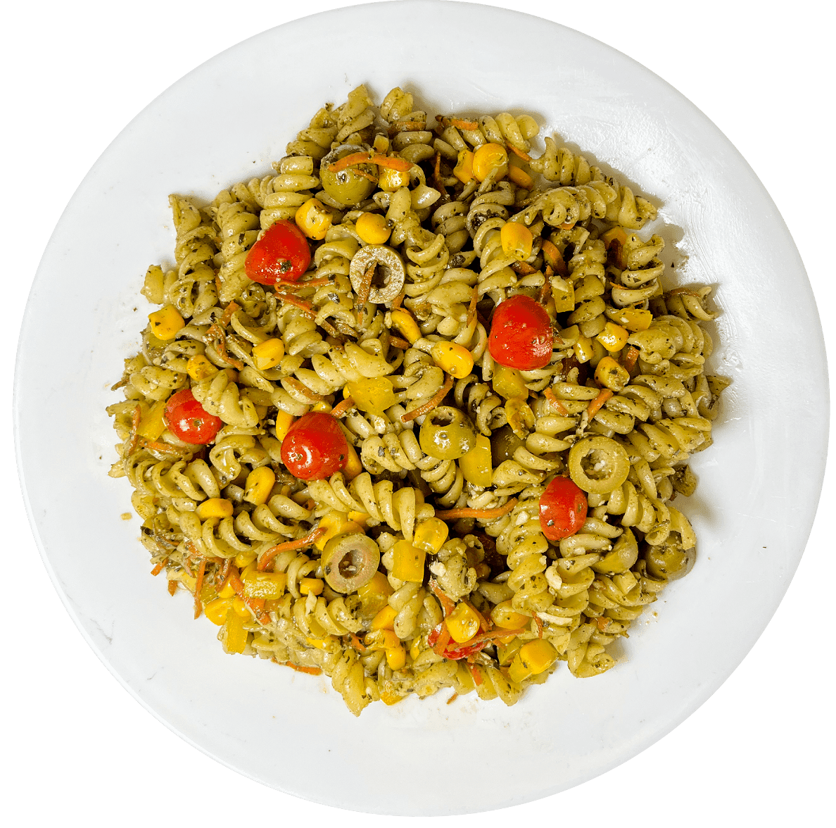 Ensalada de pasta con pollo.